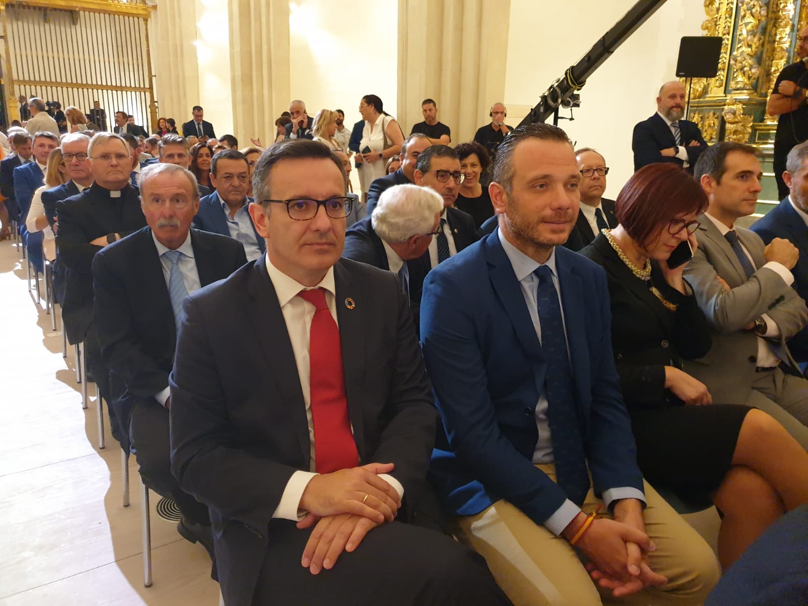 Los portavoces parlamentarios Diego Conesa, Joaquín Segado, Isabel Franco y Juan José Liarte, en la toma de posesión del nuevo presidente de la Comunidad Autónoma de Murcia