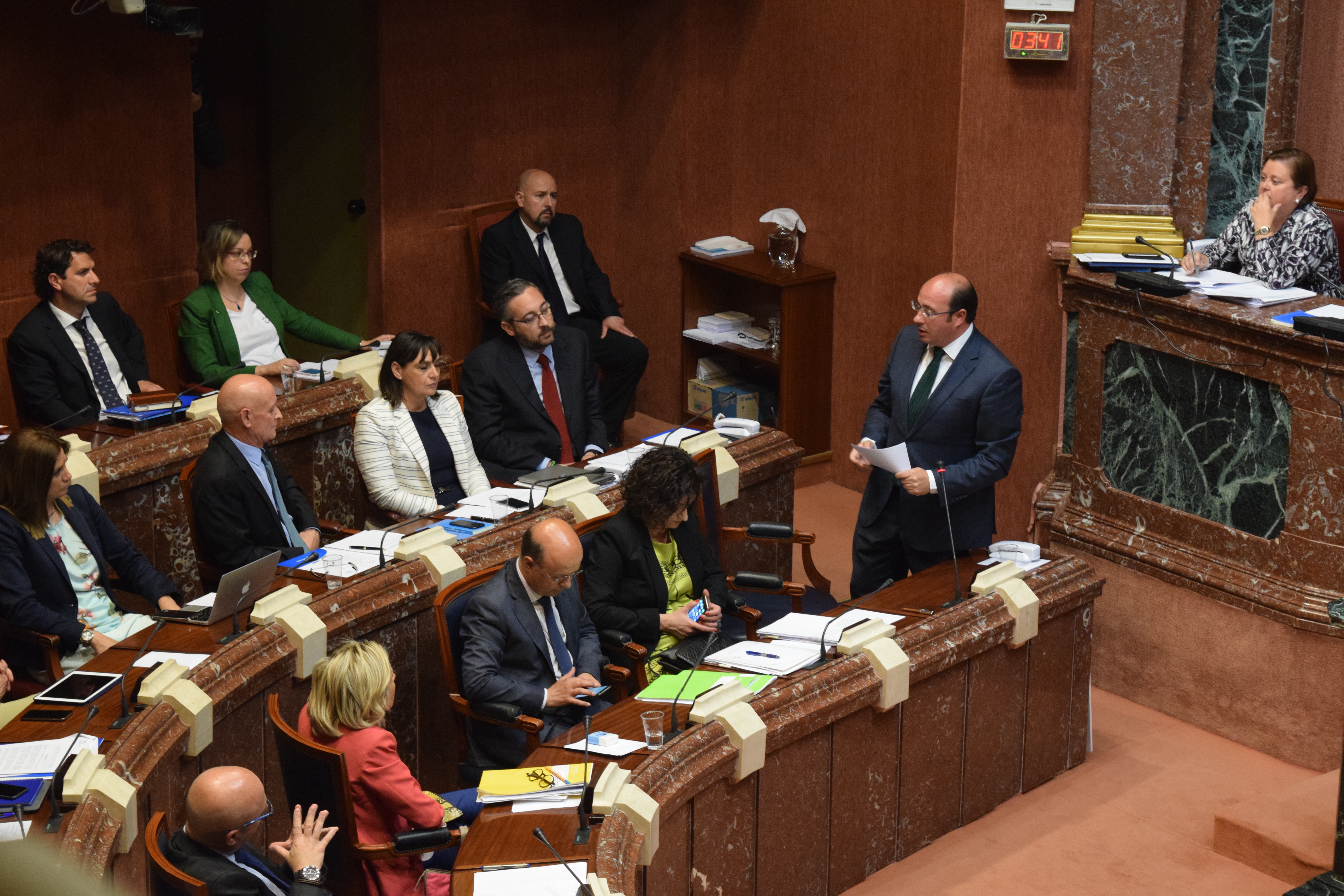 El presidente del Consejo de Gobierno, Pedro Antonio Sánchez, durante una sesión plenaria
