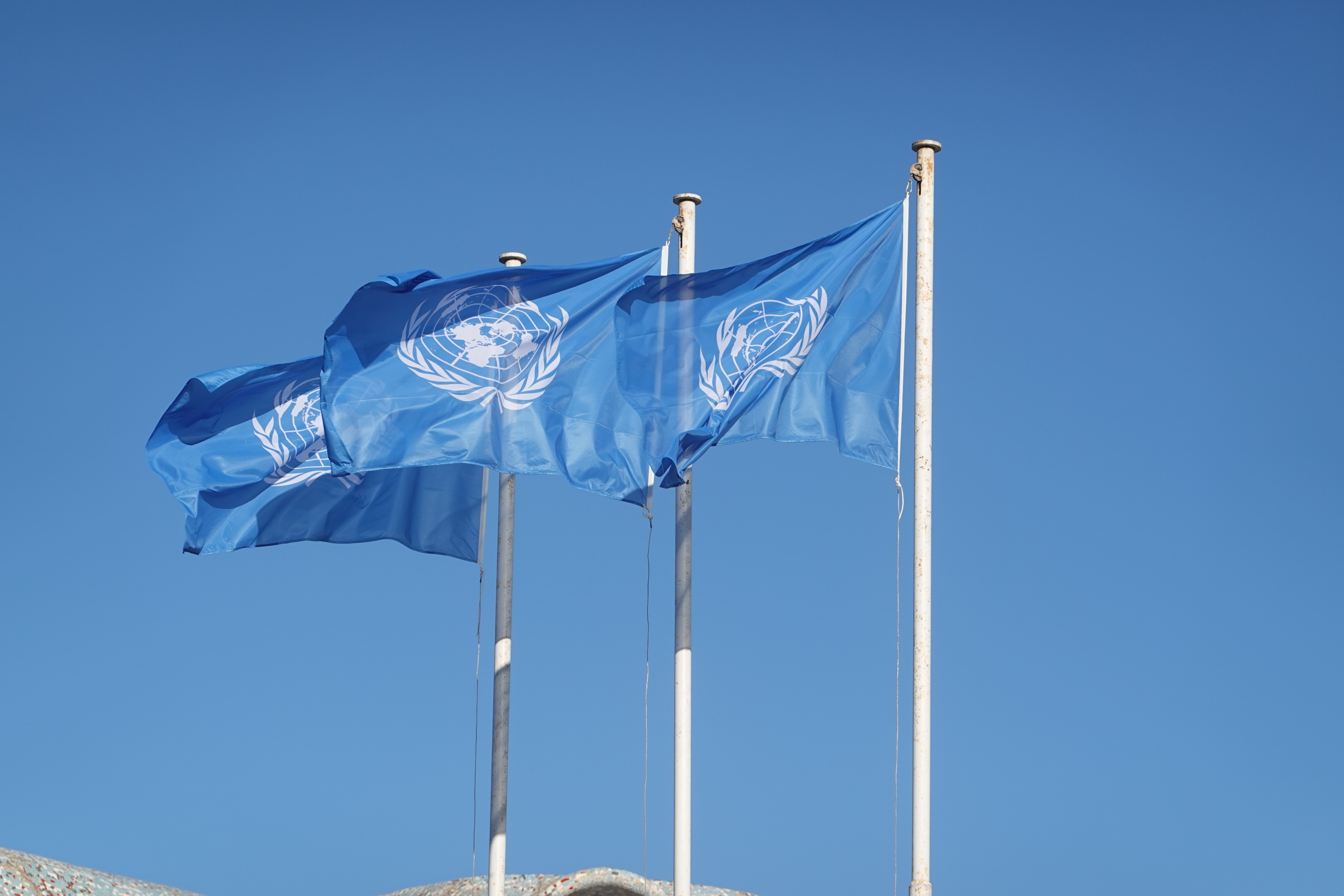 Detalle de las banderas de Naciones Unidas