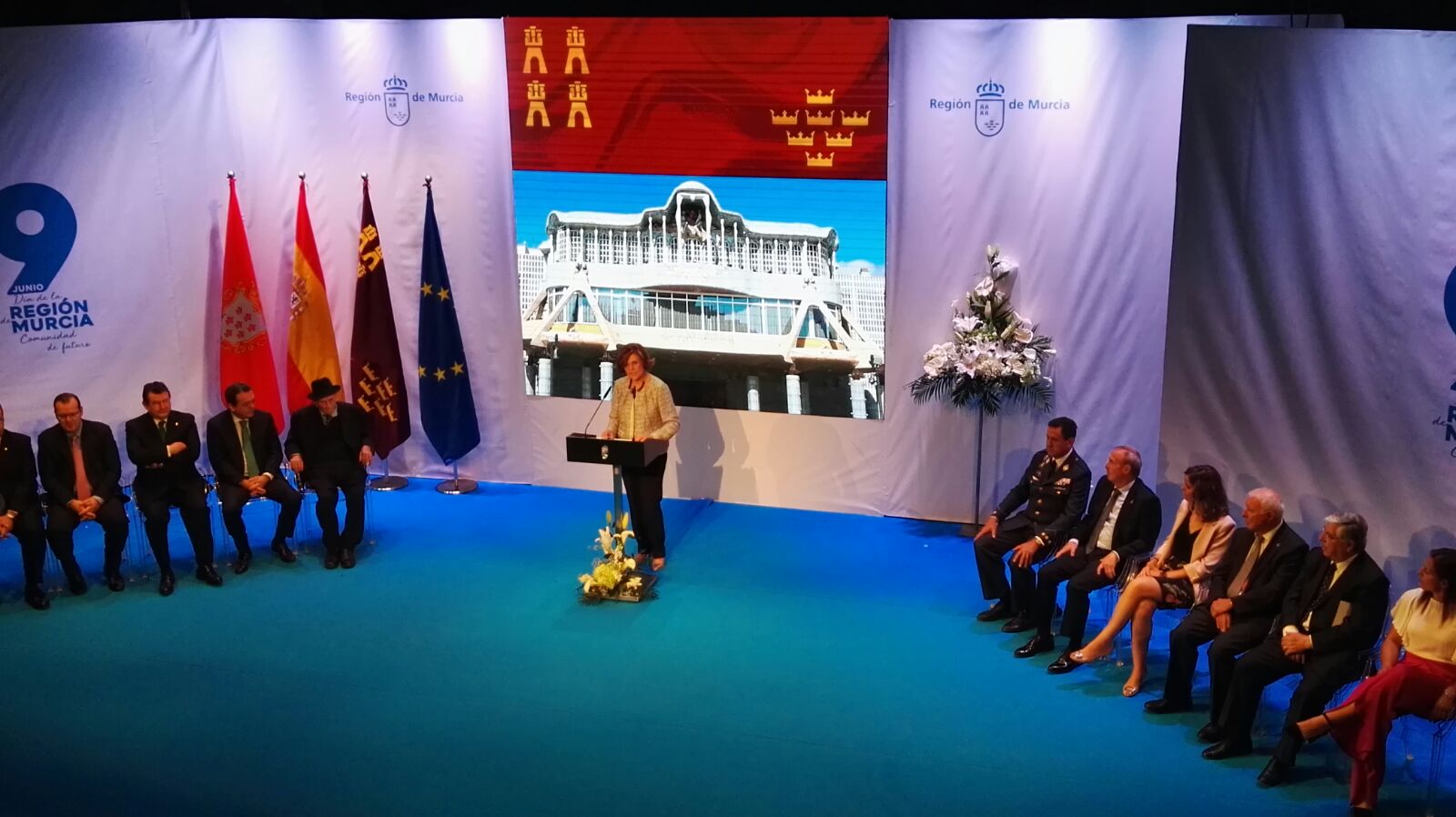 La presidenta de la Asamblea Regional, Rosa Peñalver, durante su discurso