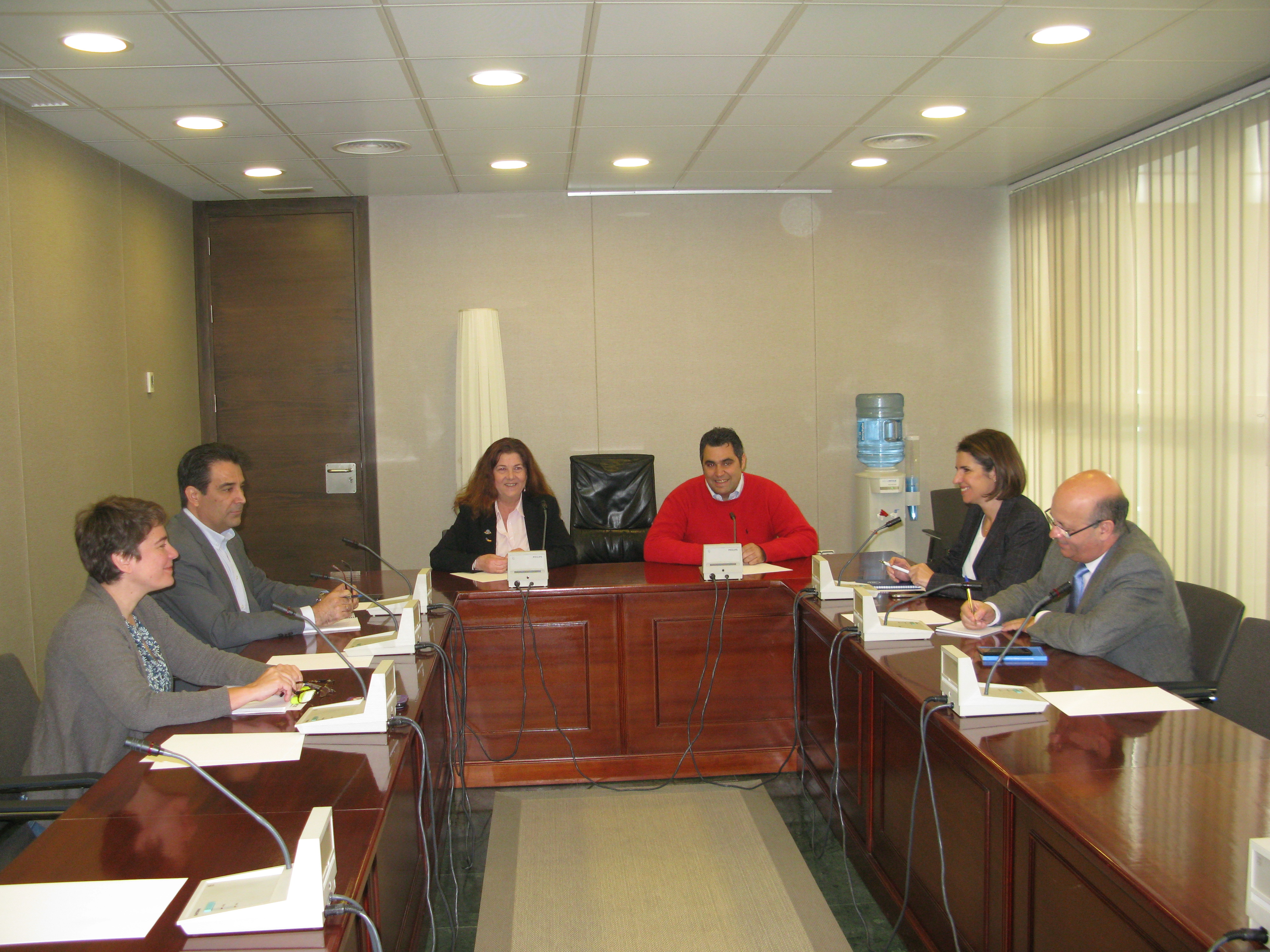 Francisca Naranjo y Rafael Candel de Hostecar reunidos con los representantes de los Grupos Parlamentarios.