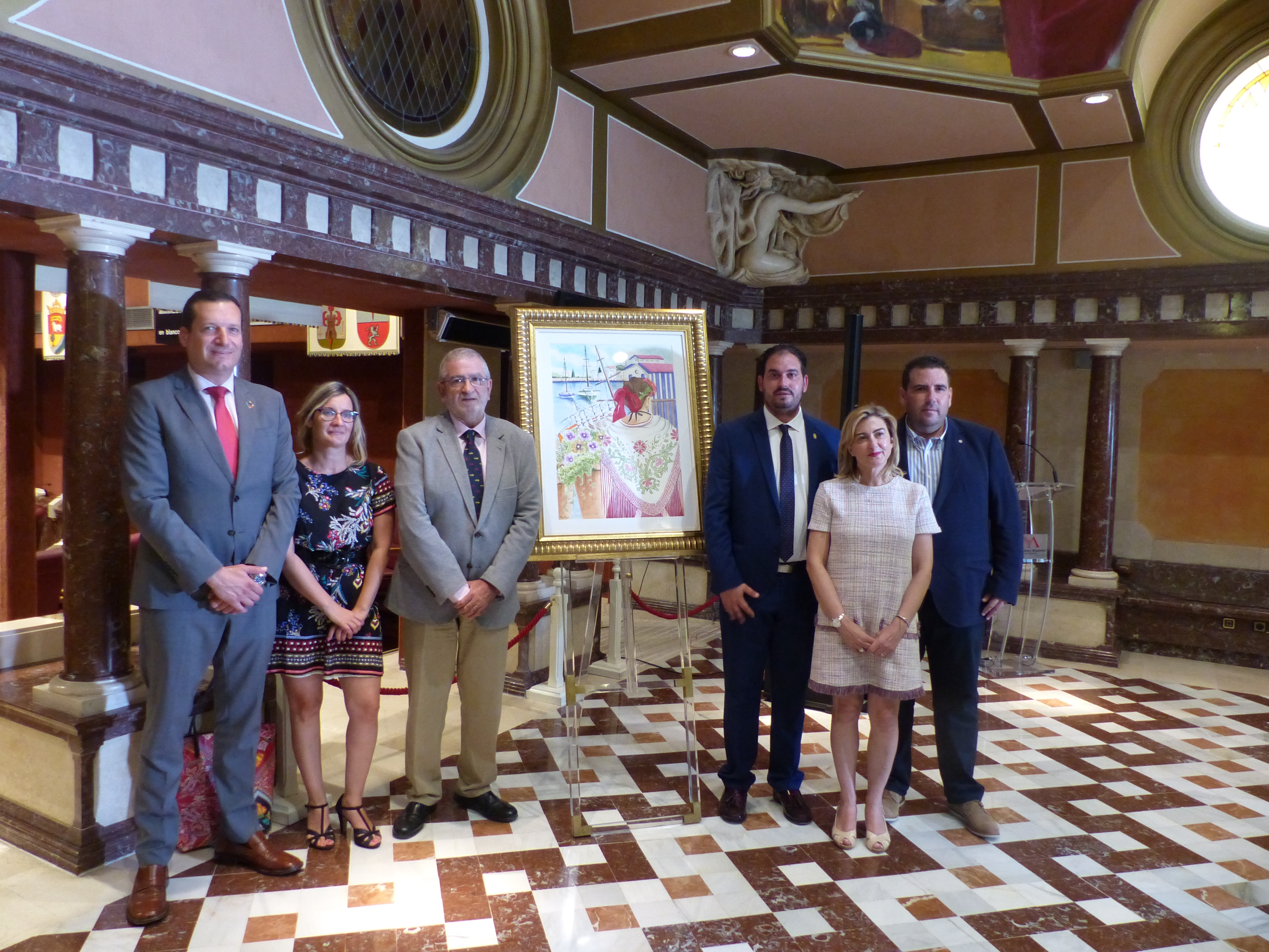 Alberto Castillo junto al alcalde de Los Alcázares, Mario Cervera, el diputado regional Manuel Sevilla y otros asistentes al acto