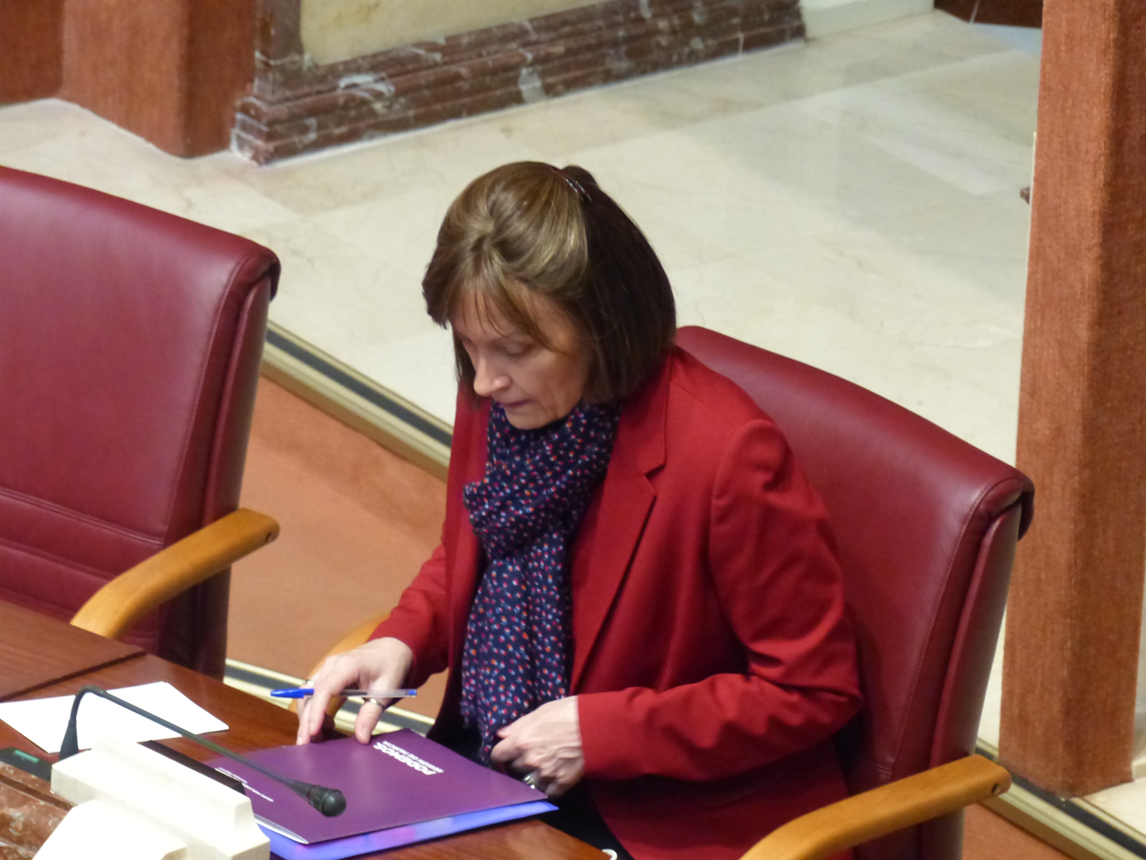 La diputada de Podemos, María Marín, en su escaño