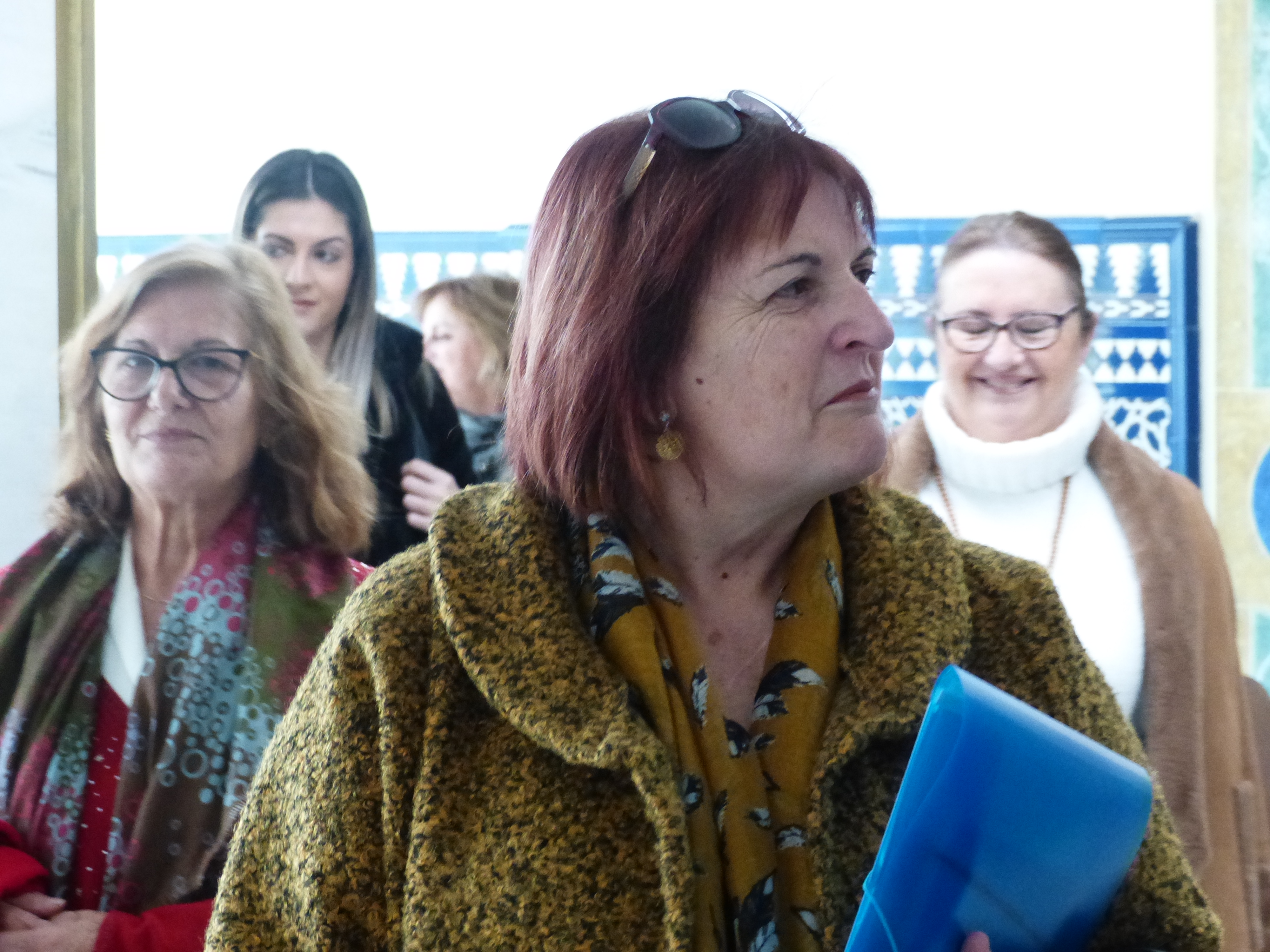 Florentina Galindo, presidenta de AFIBROCAR, a su llegada a la entrevista con el presidente