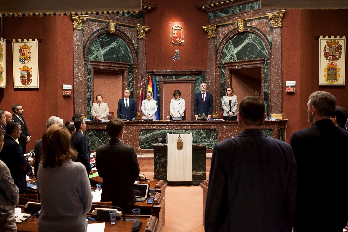 Los diputados, en pie, guardan un minuto de silencio en homenaje a la mujer asesinada ayer por violencia de género