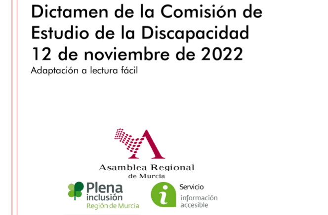 Portada del Dictamen de la Comisión de Estudio de la Discapacidad adaptado a lectura fácil