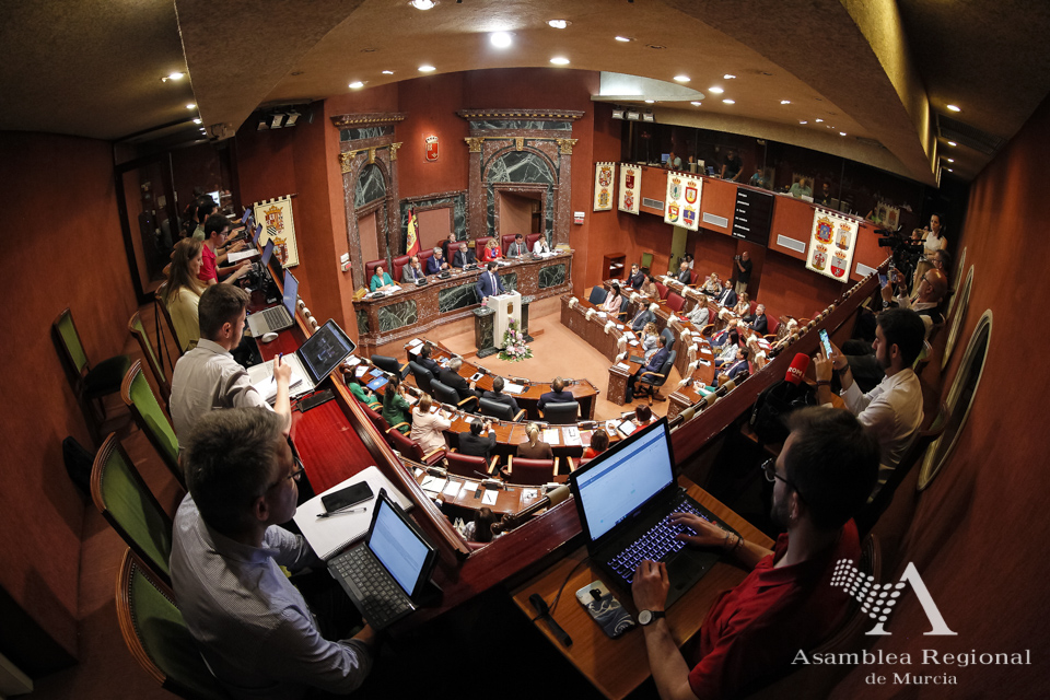 López Miras, durante el pasado debate de Investidura