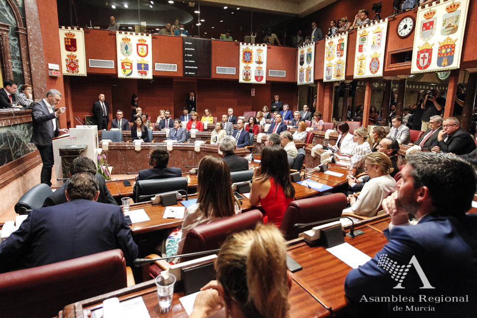 Imagen del hemiciclo durante la intervención de Oscar Urralburu