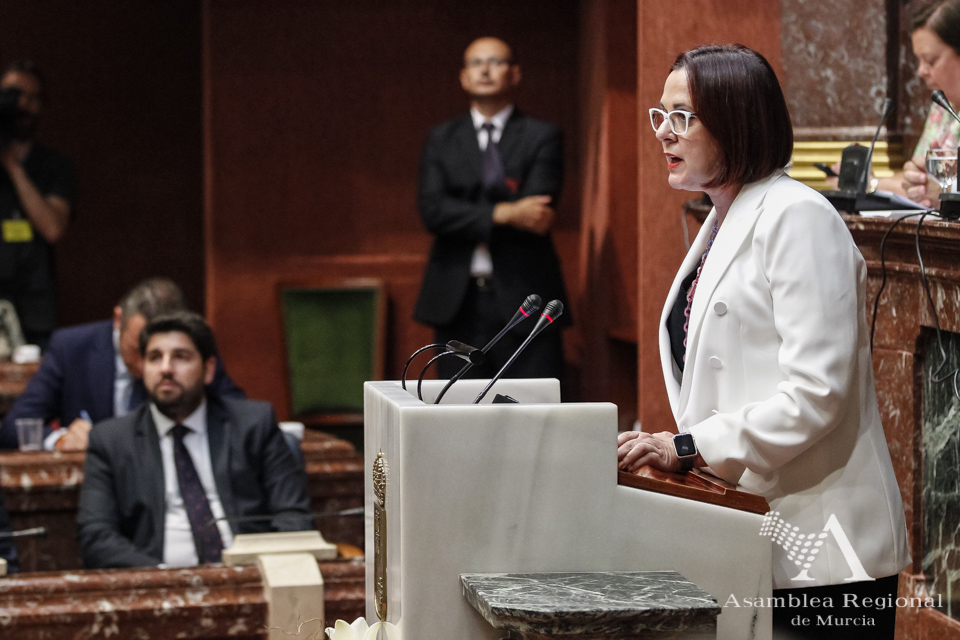 Isabel Franco, portavoz de Ciudadanos Partido de la Ciudadanía, se dirige al Pleno de la Cámara