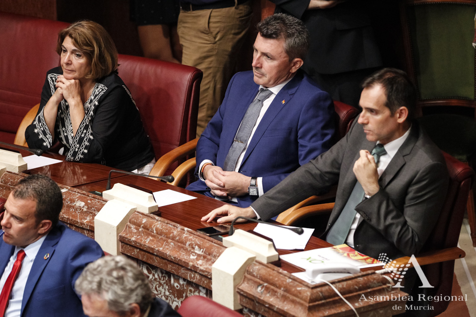 Los diputados de Vox siguen atentamente el desarrollo del pleno