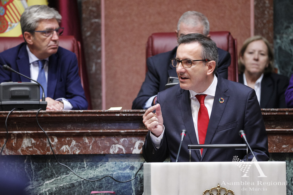 Diego Conesa, portavoz del Grupo Parlamentario Socialista, durante su intervención