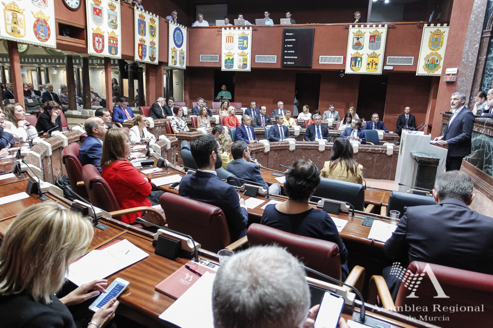 Imagen del hemiciclo durante la intervención de Oscar Urralburu