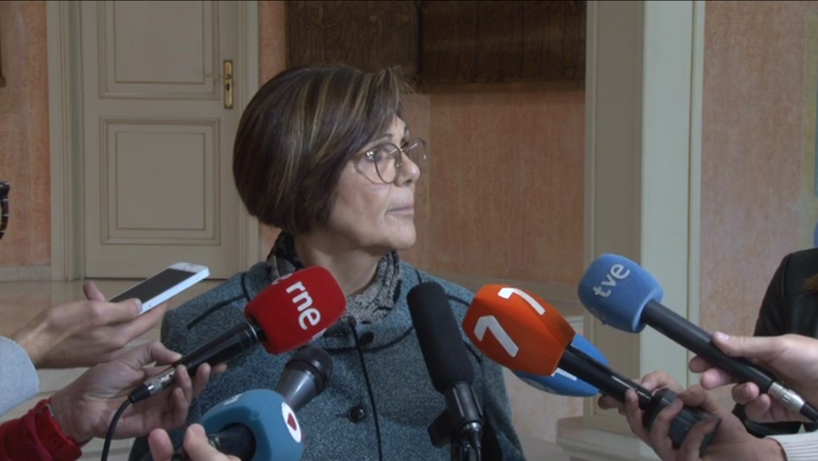 La presidenta de la Asamblea, Rosa Peñalver, atiende a los medios de comunicación
