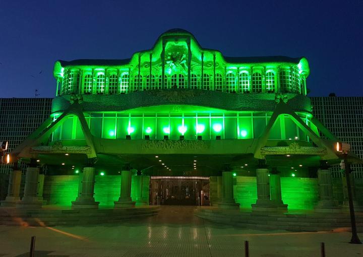 Foto de archivo: la facha principal de la Asamblea Regional, iluminada de verde con motivo del Día Mundial de las Enfermedades Raras Foto de archivo: la facha principal de la Asamblea Regional, iluminada de verde con motivo del Día Mundial de las Enfermedades Raras