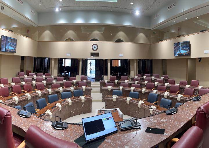 Hemiciclo de la Asamblea Regional de Murcia, tras las obras de reforma Hemiciclo de la Asamblea Regional de Murcia, tras las obras de reforma