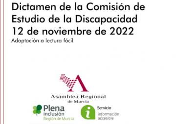 Portada del Dictamen de la Comisión de Estudio de la Discapacidad adaptado a lectura fácil Portada del Dictamen de la Comisión de Estudio de la Discapacidad adaptado a lectura fácil