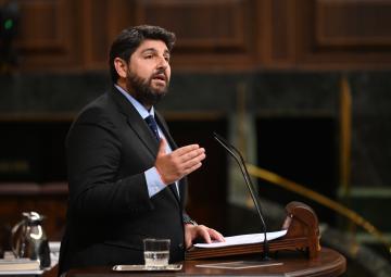 Fernando López Miras, durante su intervención en el Congreso de los Diputados Fernando López Miras, durante su intervención en el Congreso de los Diputados