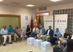 La presidenta de la Asamblea Regional, Visitación Martínez, junto al resto de autoridades en el acto de apertura de la Junta Directiva del CERMI de la Región de Murcia