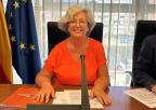La presidenta de la Federación Murciana de Asociaciones de Amas de Casa, Consumidores y Usuarios (THADER Consumo), Juana Pérez Martínez, previamente a su comparecencia ante la Comisión de Política Territorial, Medio Ambiente, Agricultura y Agua