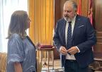 La presidenta de la Asamblea junto al presidente del Sindicato Central de Regantes del Acueducto Tajo-Segura